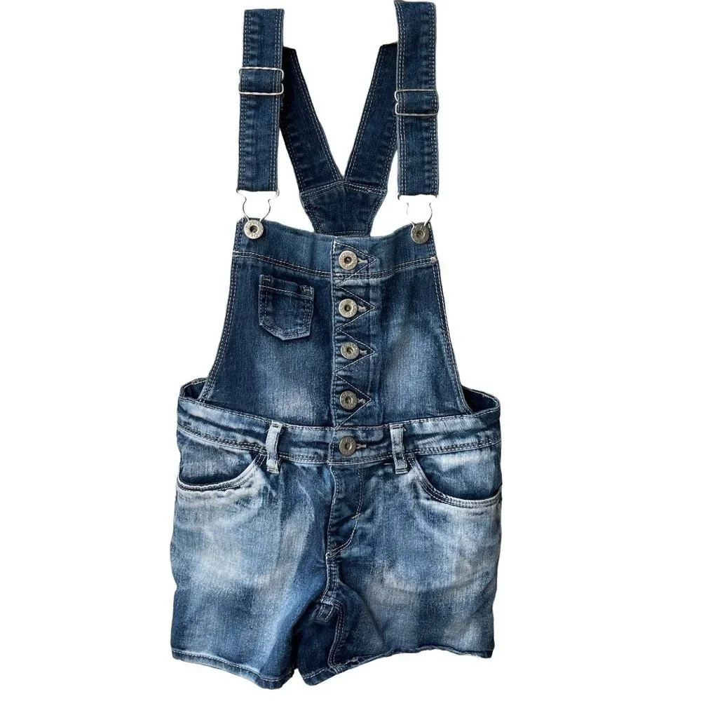 Levi Girl Size 7 Shortall Medium Wash - Picture 1 of 7